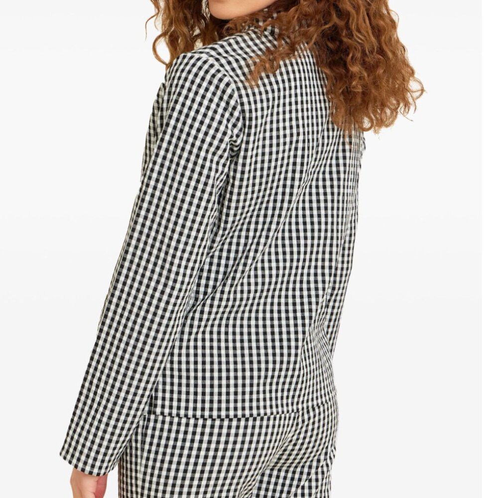 Agnès B. Paris Gingham Button-Up Shirt Black White Size 1/Small - Picture 4 of 14